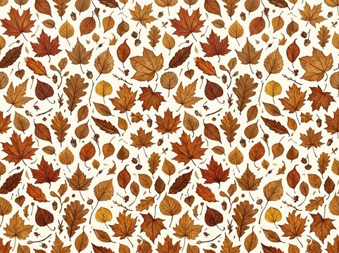 Autumn leaf pattern design features warm seasonal colors for fall decor.