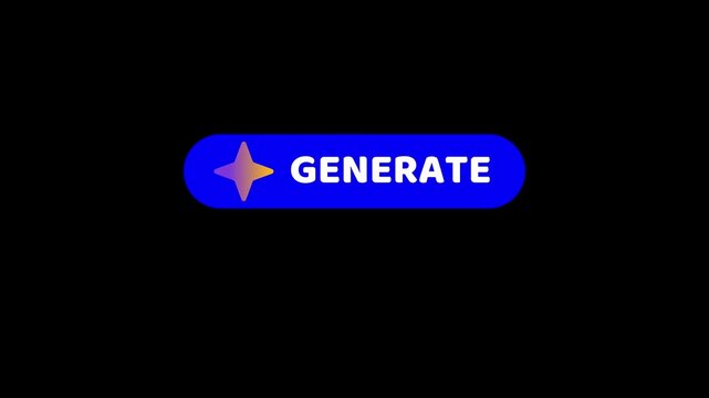 Animated AI generate button user interface element motion graphic on transparent background. Animation Video 4K