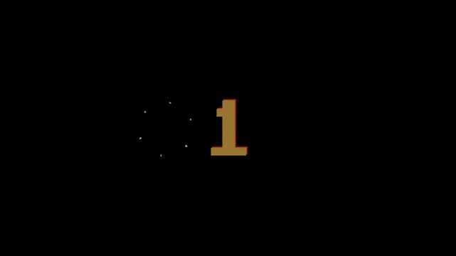 Retro pixel art countdown 8bit style on transparent background, perfect for retro game.