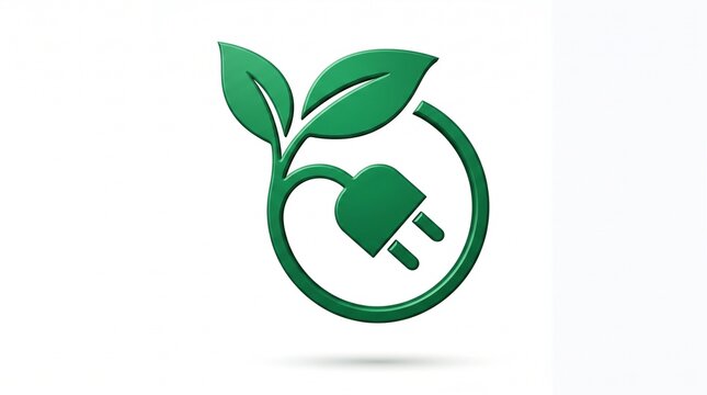 Green power plug icon sprout with leaf growth for eco friendly renewable energy conservation and sustainable clean electricity concept background 