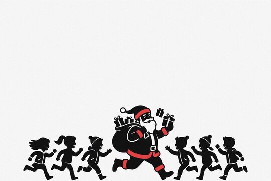 Santa Claus Runaway with Christmas Gifts Illustrator Artwork Design Template Poster