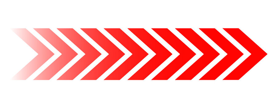 Yellow gradient chevron arrow pattern with fade effect pointing right on transparent background. Gradient chevron arrow pattern. Abstract directional movement design. Modern forward indicator symbol 