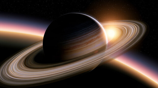 Concept illustration of planetary motion in space, Space Science Popularization Illustrations