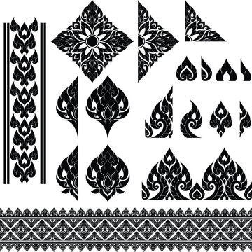 Thai traditional art motifs suitable for textile design traditional apparel patterns Fabric and luxury brand identities