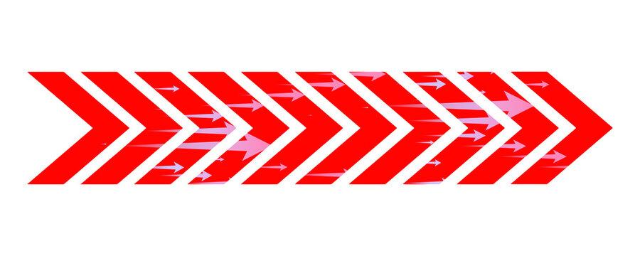 Yellow gradient chevron arrow pattern with fade effect pointing right on transparent background. Gradient chevron arrow pattern. Abstract directional movement design. Modern forward indicator symbol 