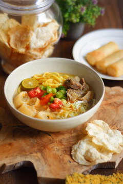 A bowl of soto mie Bogor 