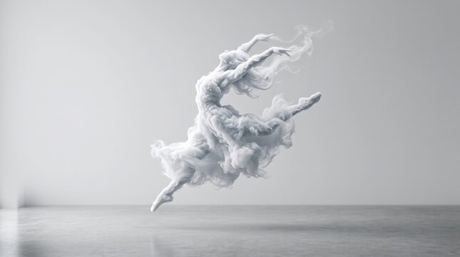 Dreamlike clouds gracefully dancing in a serene minimalist landscape