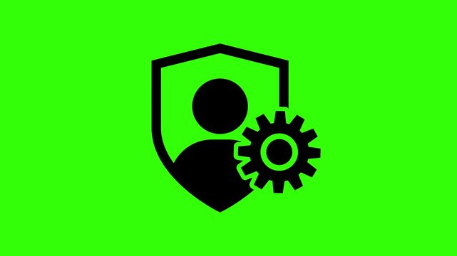 Account settings symbol with gear and user profile icon on green screen. user profile settings icon animation with rotating gear. Profile settings icon. User setting icon. 4k video