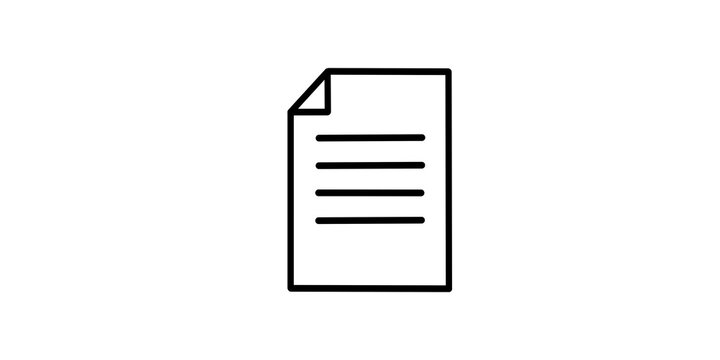 Single document page icon with lines of text on transparent background.
