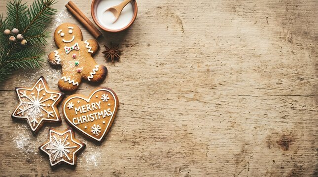 A delightful and festive christmas scene featuring beautifully decorated gingerbread cookies a warm cup of cocoa and twinkling lights evoking a cozy holiday spirit