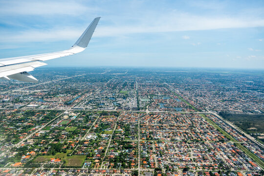 a view of Miami from a plane