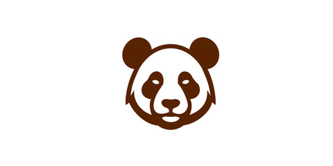 Brown panda face icon graphic for wildlife and zoo design templates. © Naqeeb