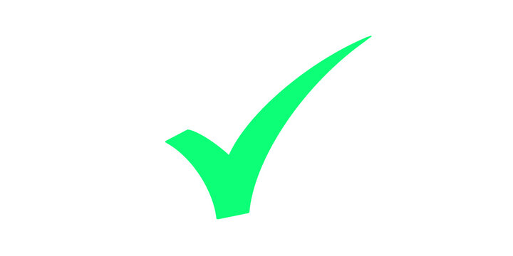 Green checkmark icon tick sign vector element on transparent pattern.