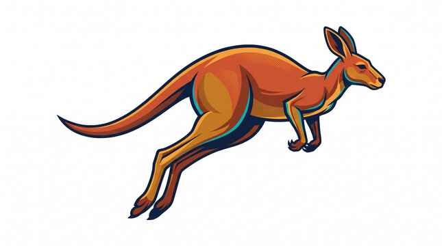 Dynamic stylized jumping kangaroo vector illustration isolated on white background