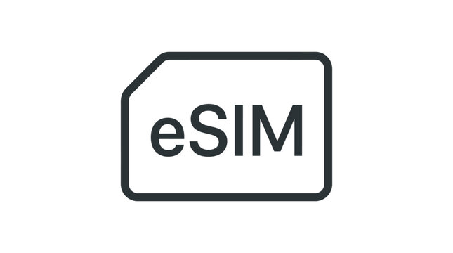 Digital esim card icon showing mobile telecommunication technology concept for modern smartphones in minimalist vector style