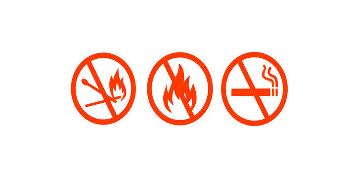 Orange no fire sign vector isolated on transparent background for safety.