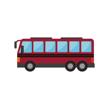 Flat vector illustration of a red passenger coach bus seen from the side profile.