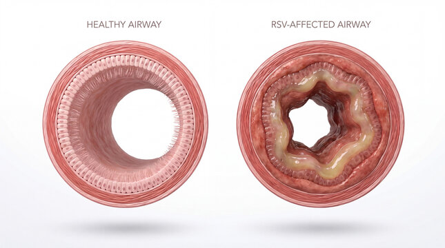 Cross Section Comparison of Healthy and RSV Affected Bronchiole
