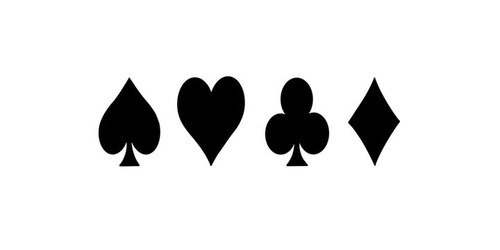 Casino playing card suit black flat icon set on transparent background.