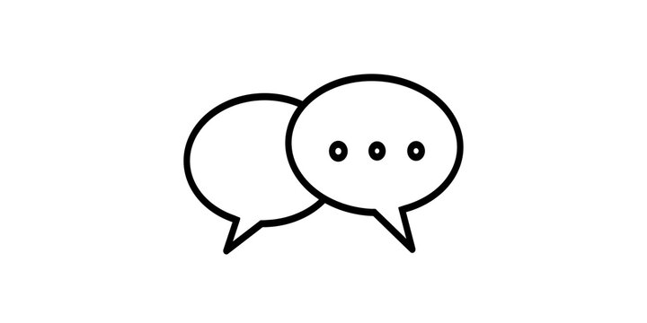 Black line speech bubbles chat icon on grid background for messaging.