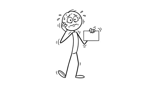 Nervous Stick Man Cartoon Before Presentation Vector Character