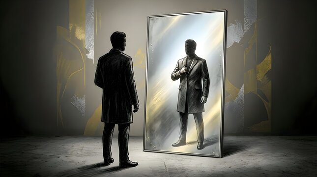 Confident Reflection Symbolizing Inner Potential and Growth