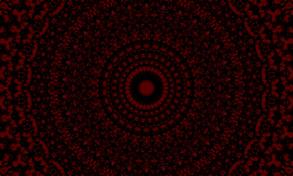 Dark red abstract texture featuring concentric circular rings and intricate repeating dot patterns arranged around a central point, creating a hypnotic geometric design.