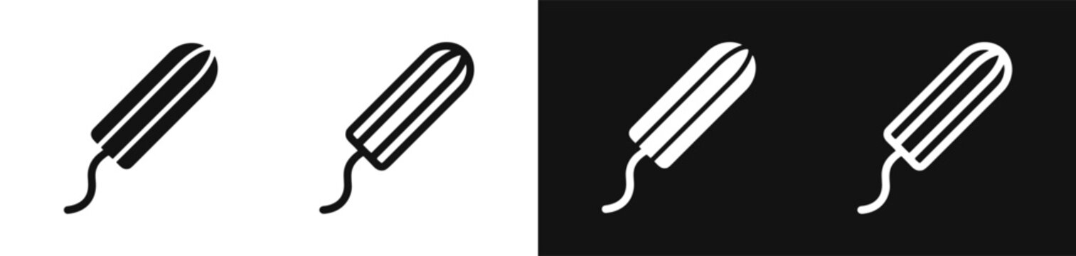 Feminine hygiene tampon icon set, flat design vector