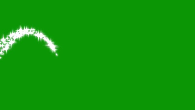 fantasy glitter star animation sparkling white particles magical fairy dust trail glowing shimmer path twinkling doodle stars green screen background, light transition effect. 4k loop