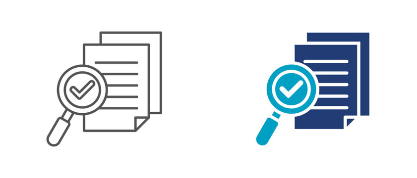 audit report icon set, business audit document symbol for compliance review, financial analysis, verification, and reporting. editable vector illustration