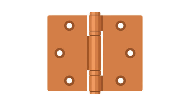 Metal door hinge vector icon in copper finish