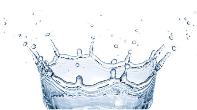 Crown-shaped water splash with numerous droplets png on transparent background