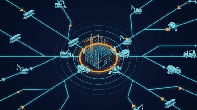 Centralized Construction Network Diagram Involving Machinery and Infrastructure Monitoring