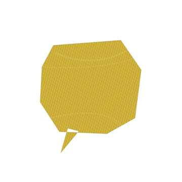 A single golden speech bubble icon with a hand drawn sketch style texture for communication and chat design elements isolated on transparent background