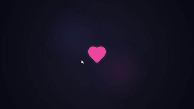 Mouse cursor clicking a social media like button with a pink heart