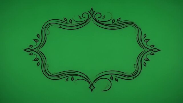 Animated line draw stylish ornate frame border with calm elegant expression, arrow doodle sketch hand drawn graphic design outline scribble motion