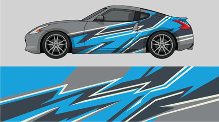 Fototapeta premium Blue Gray Racing Sport Car Vector Wrap Design Illustration