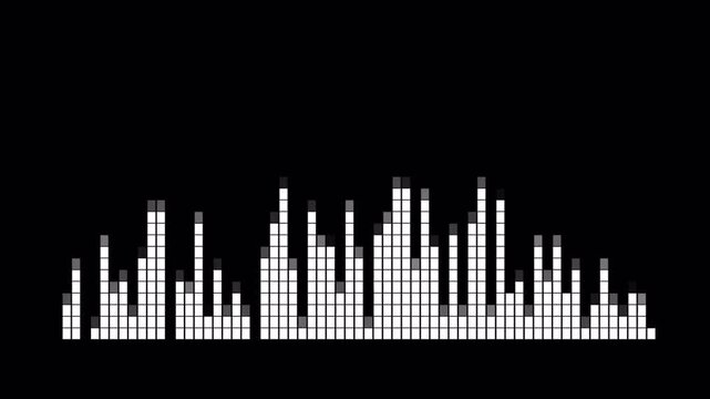 Sound bar Audio wave visualization on black background with waveform spectrum animation for Animated Sound Wave voice record. Alpha chanel in 4k video  