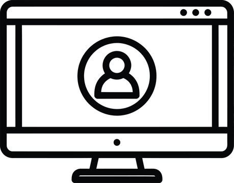 Silhouette user profile on computer screen