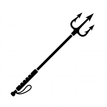 Black trident spear silhouette isolated on white background