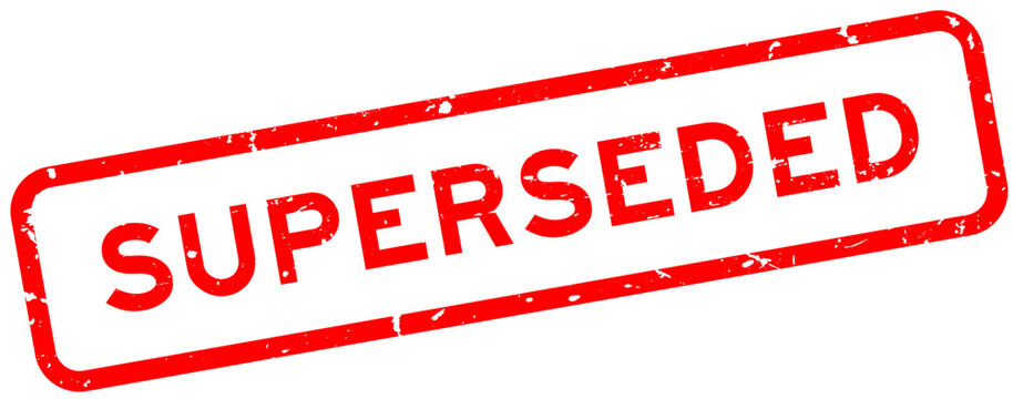 Grunge red superseded word square seal stamp on white background