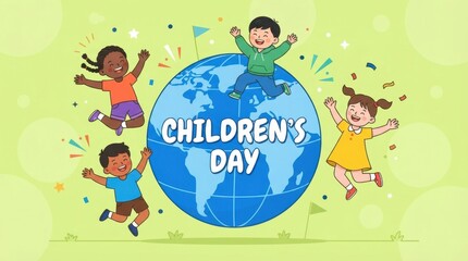 Fototapeta premium Happy Children's Day Illustration