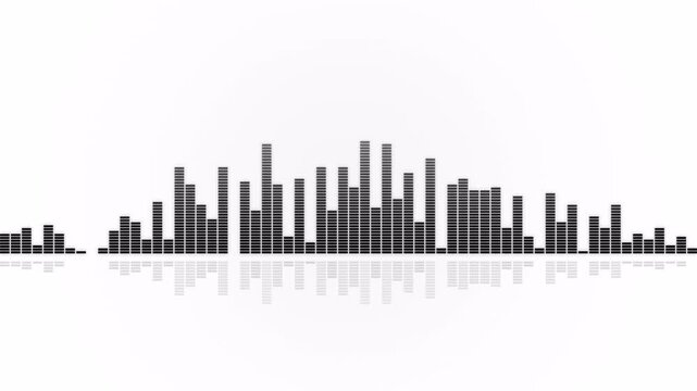 Realistic audio spectrum visualizer With minimalist music equalizer with alpha channel support 4k video alpha chanel for Sound recognition waveform with dotted on dark white background. 