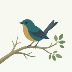 Fototapeta premium Colorful Bird Perched On Branch In Nature Illustration.