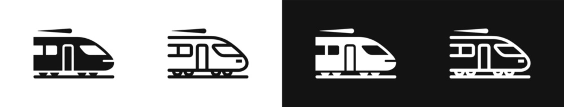High speed train side view transport icon set for railway commute