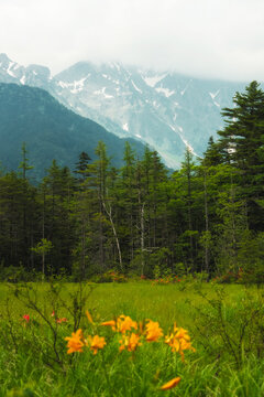 Scenic view of the Japanese Alps in Kamikochi, Japan