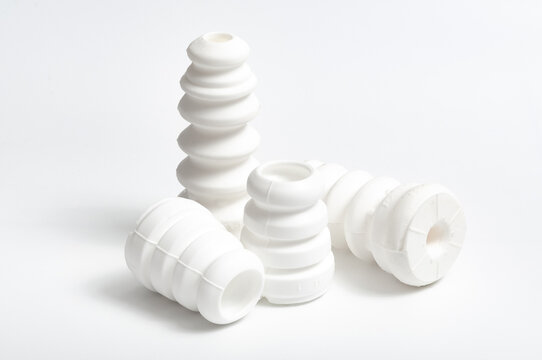 Rubber cushions for car shock absorber isolated on white background.