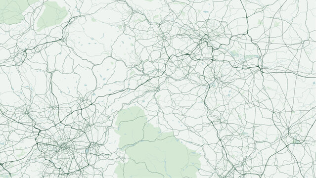 Modern minimalist vector map of Huddersfield, West Yorkshire, UK. Scalable market town street grid, River Colne, Broad Canal, Greenhead Park, and railway transit routes for wall art print posters.