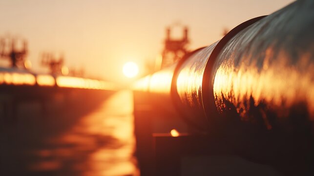 Large pipeline crossing a desert landscape under blue sky
