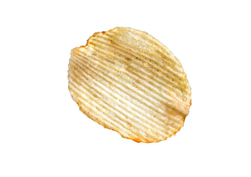 Rippled potato chip snack on transparent background